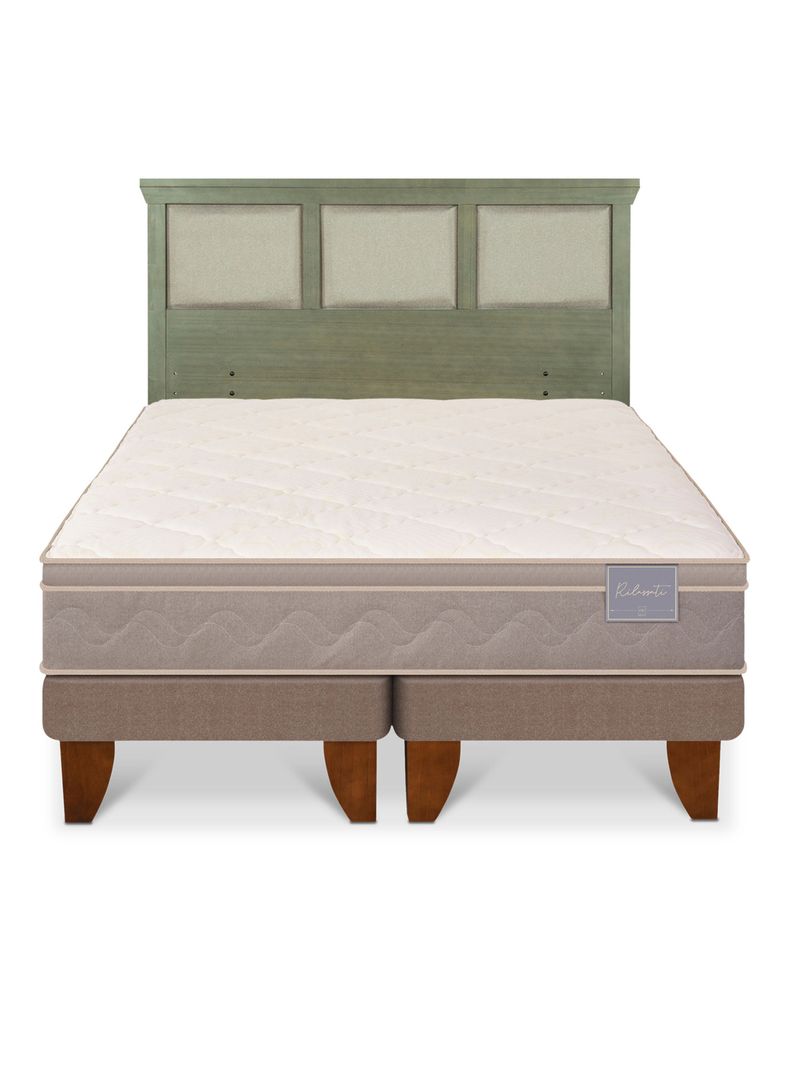 Cama Europea Rilassati 2 Plazas Base Dividida + Respaldo Torino Olivo-2