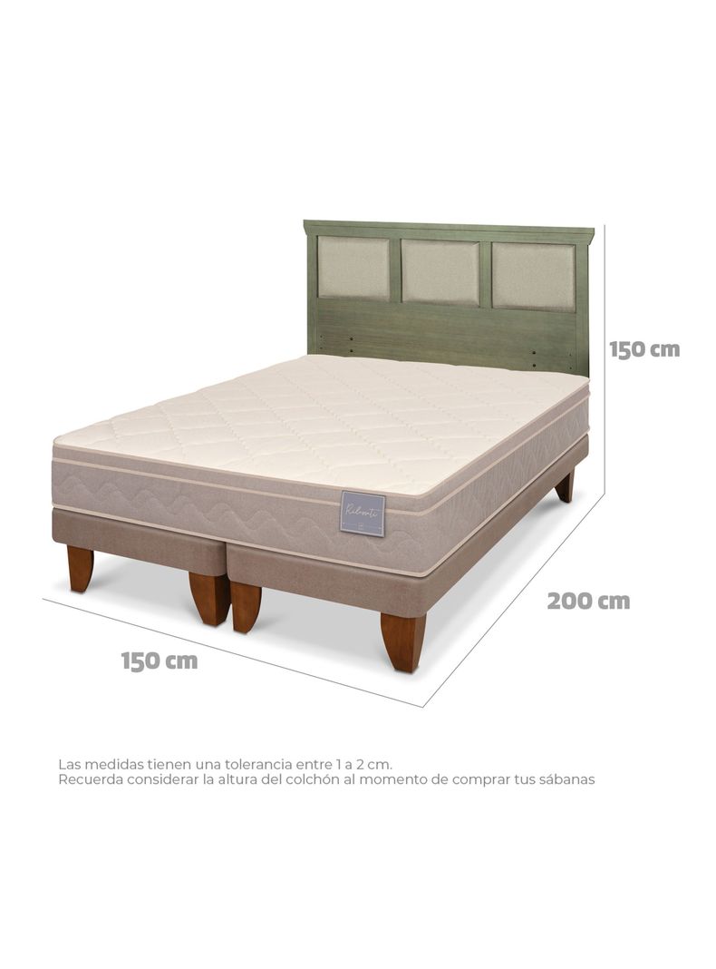Cama Europea Rilassati 2 Plazas Base Dividida + Respaldo Torino Olivo-1