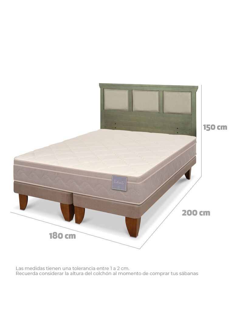 Cama Europea Rilassati King + Respaldo Torino Olivo-1