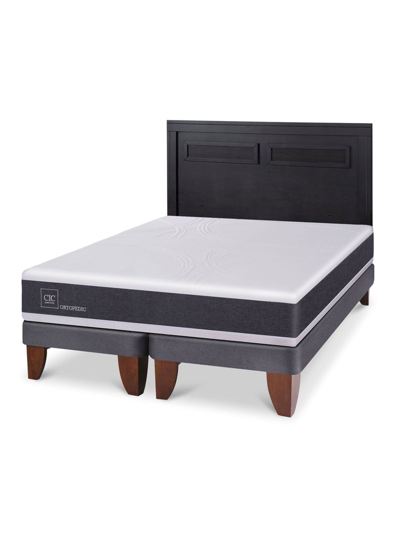Cama Europea Ortopedic 2 Plazas Base Dividida + Respaldo Milán Negro-0