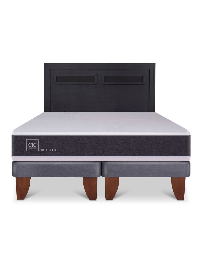 Cama Europea Ortopedic King + Respaldo Milán Negro-2