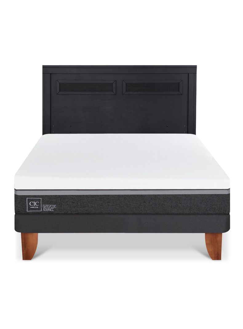 Cama Europea Ortopedic Advance 2 Plazas + Respaldo Milán Negro-2