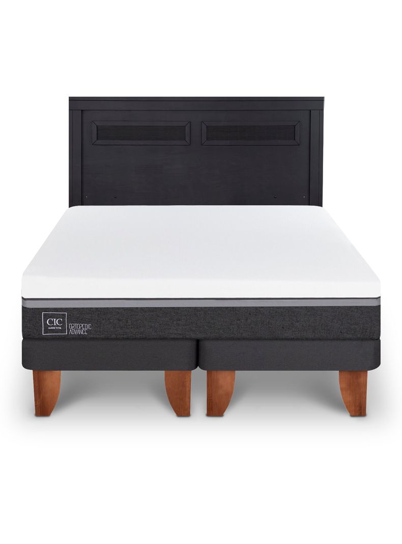 Cama Europea Ortopedic Advance 2 Plazas Base Dividida + Respaldo Milán Negro-2