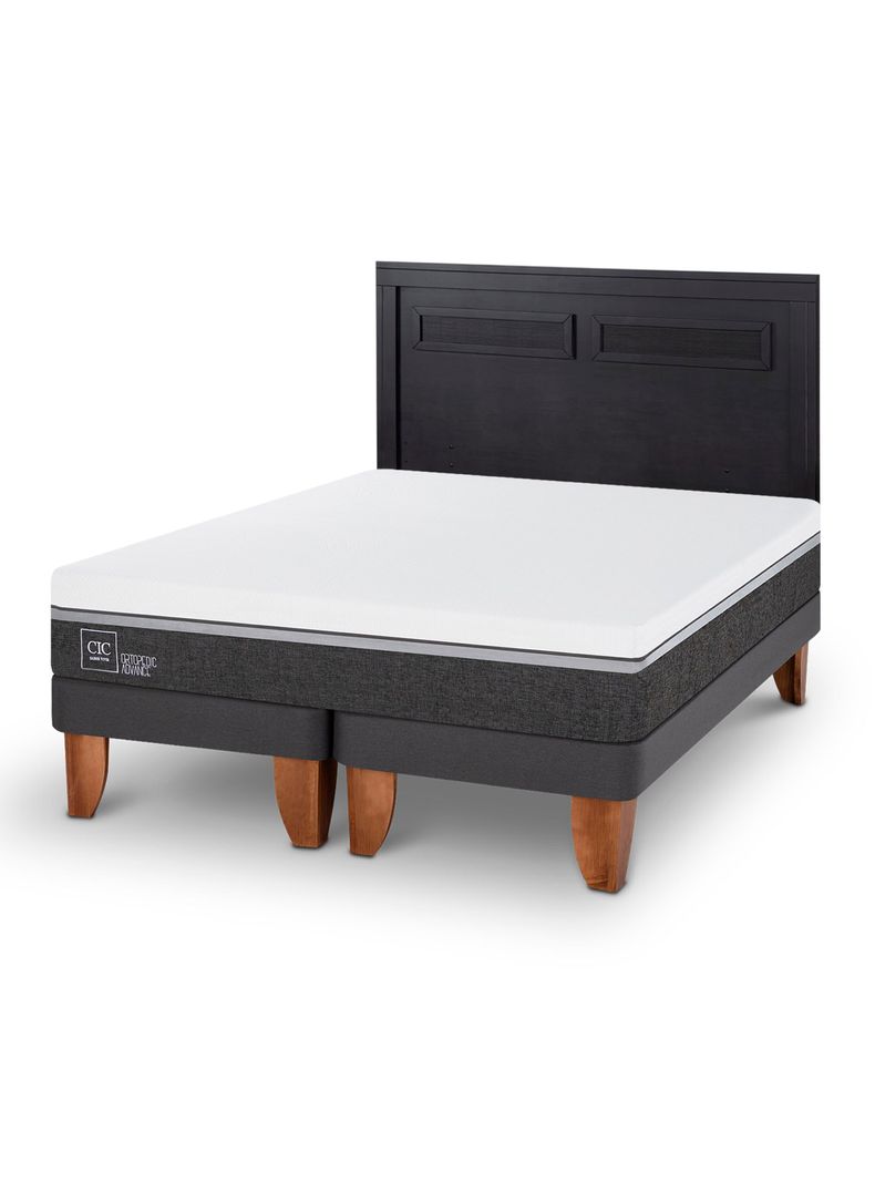Cama Europea Ortopedic Advance 2 Plazas Base Dividida + Respaldo Milán Negro-0