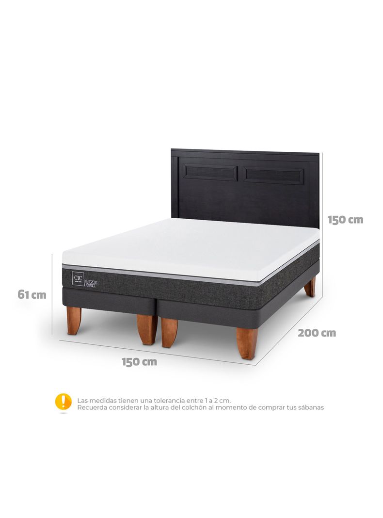 Cama Europea Ortopedic Advance 2 Plazas Base Dividida + Respaldo Milán Negro-1