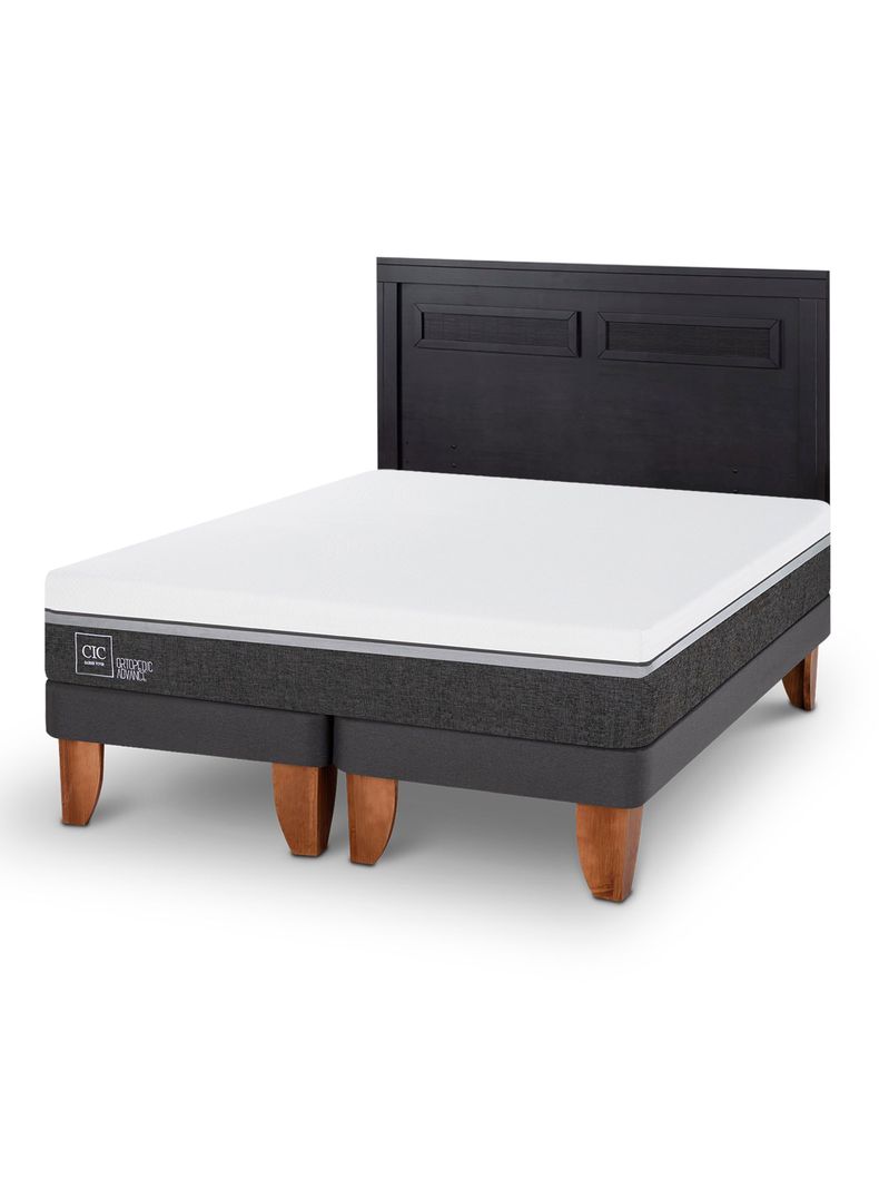 Cama Europea Ortopedic Advance King + Respaldo Milán Negro-0