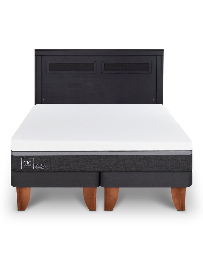 Cama Europea Ortopedic Advance King + Respaldo Milán Negro-2