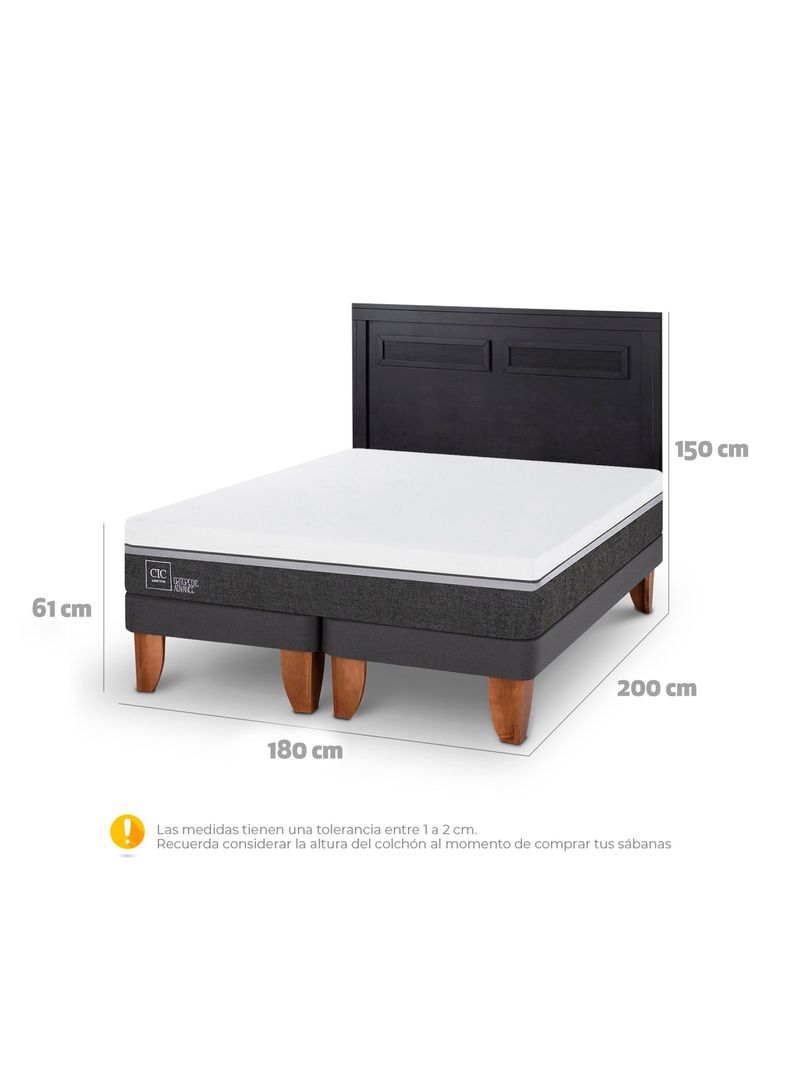 Cama Europea Ortopedic Advance King + Respaldo Milán Negro-1
