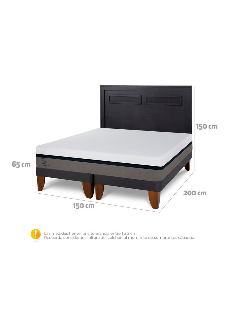 Cama Europea Balance 2 Plazas Base Dividida + Respaldo Milan Negro-1