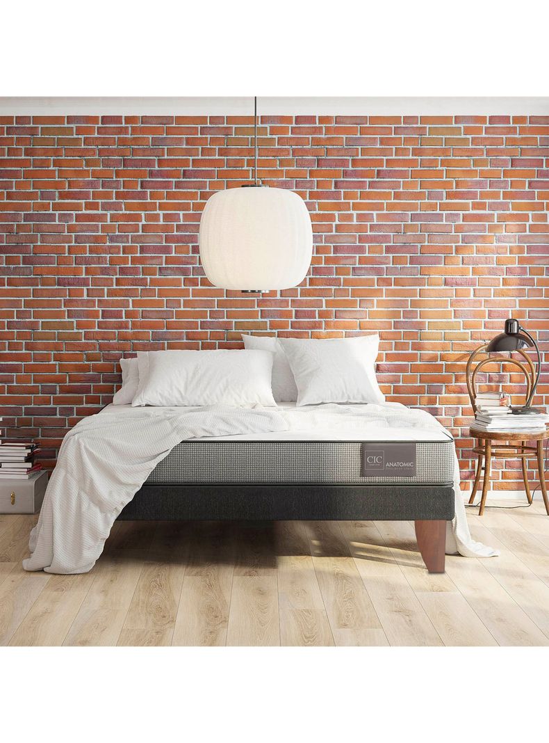 Cama Europea Balance 2 Plazas Base Dividida + Respaldo Milan Negro-5