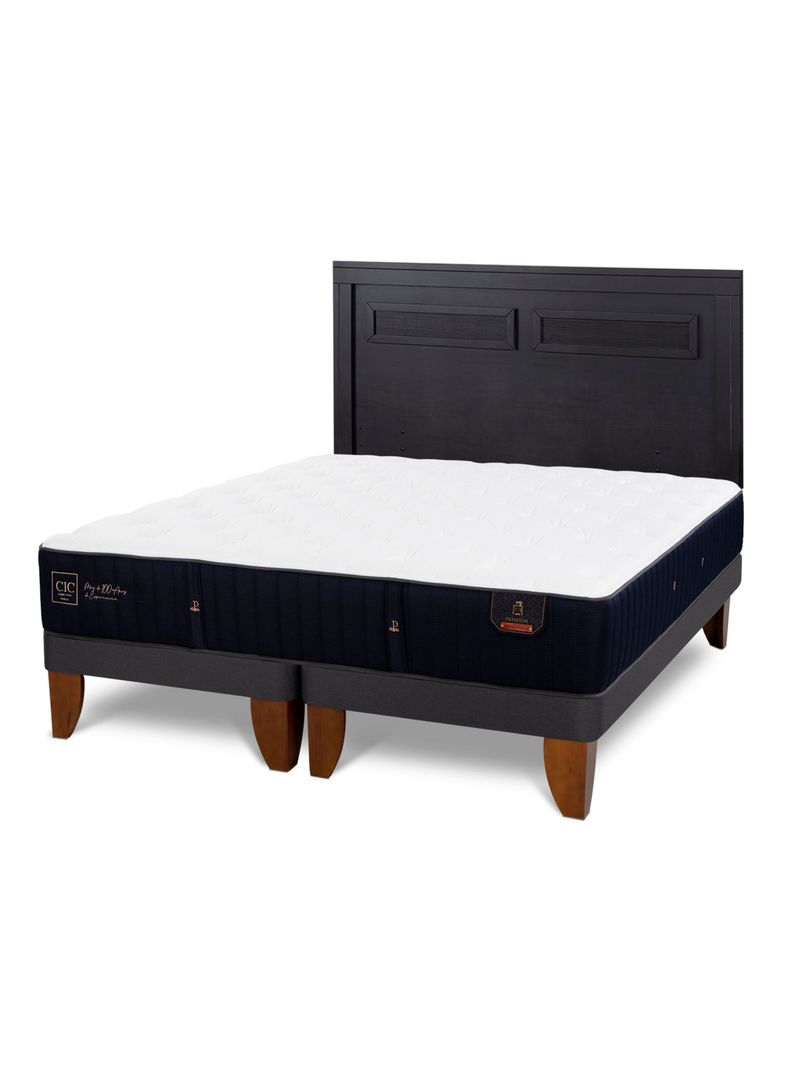 Cama Europea Premium King + Respaldo Milán Negro