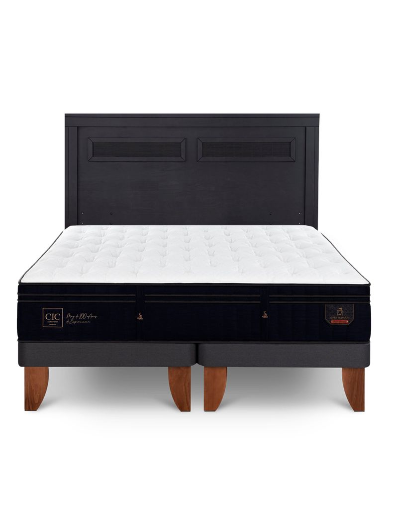 Cama Europea Super Premium King + Respaldo Milán Negro-2