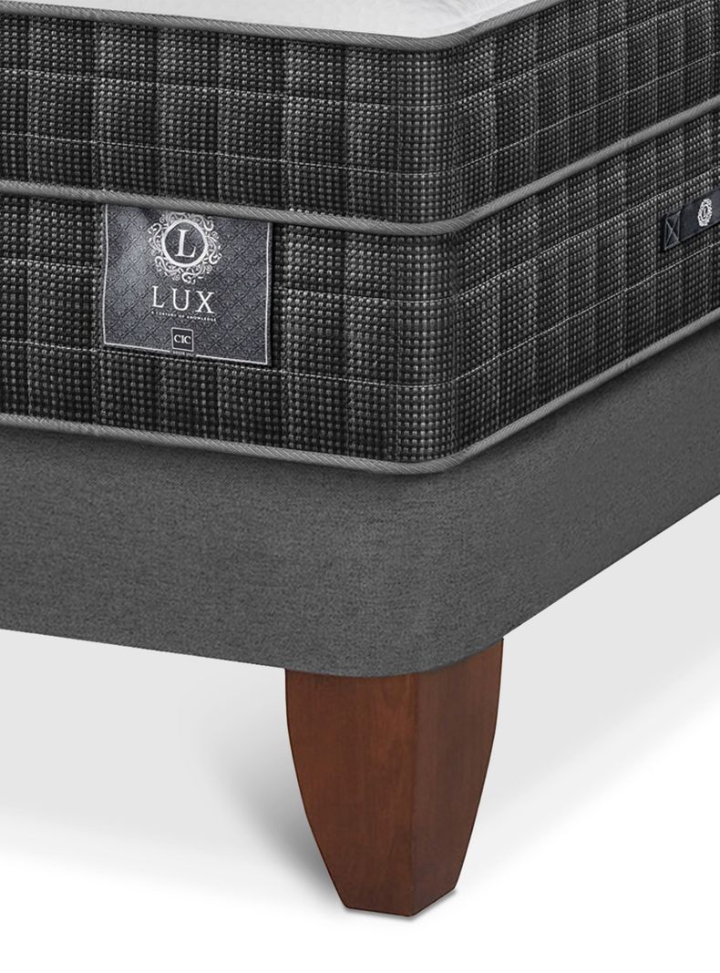Cama Europea Lux 2 Plazas Base Dividida + Respaldo Milán Negro-4