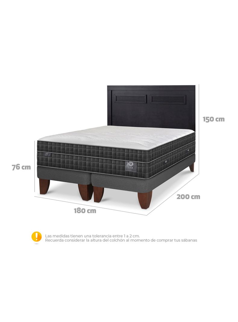 Cama Europea Lux King + Respaldo Milán Negro-1