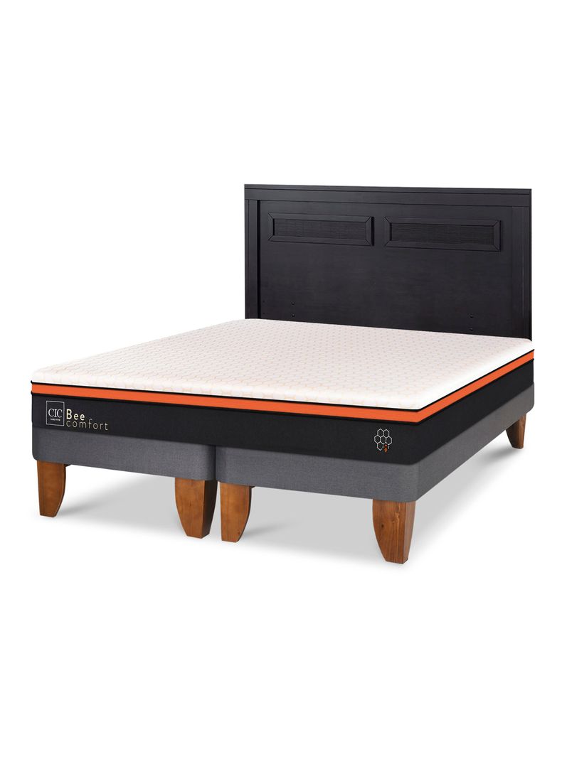 Cama Europea Bee Comfort King + Respaldo Milán Negro-0