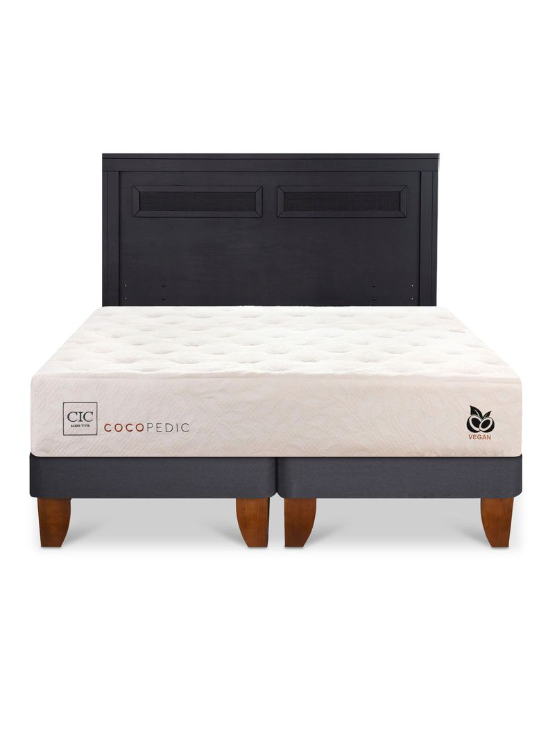 Cama Europea Cocopedic King + Respaldo Milán Negro-2