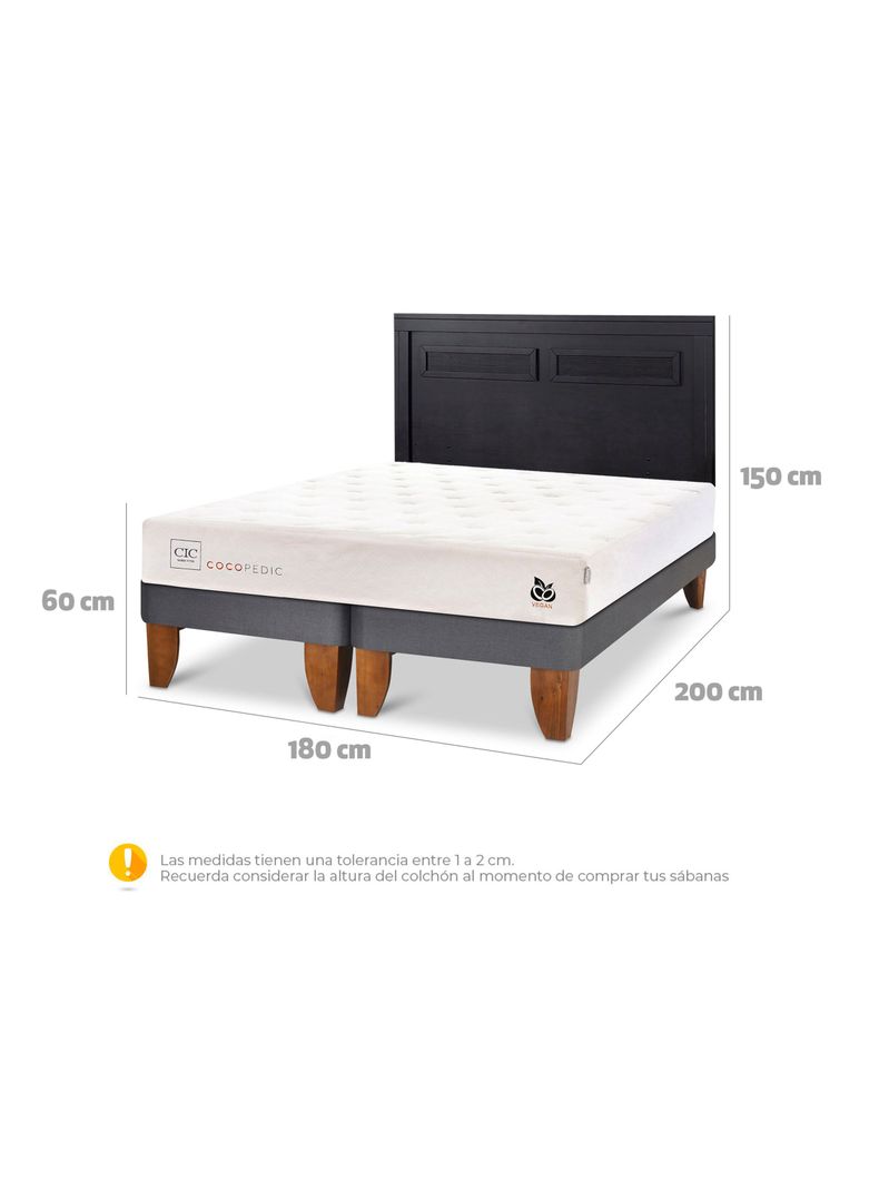 Cama Europea Cocopedic King + Respaldo Milán Negro-1