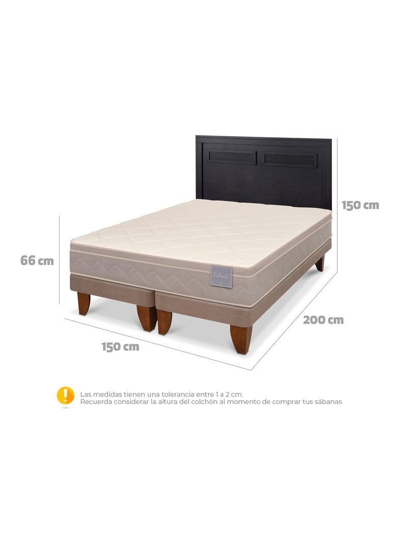 Cama Europea Rilassati 2 Plazas Base Dividida + Respaldo Milán Negro-1
