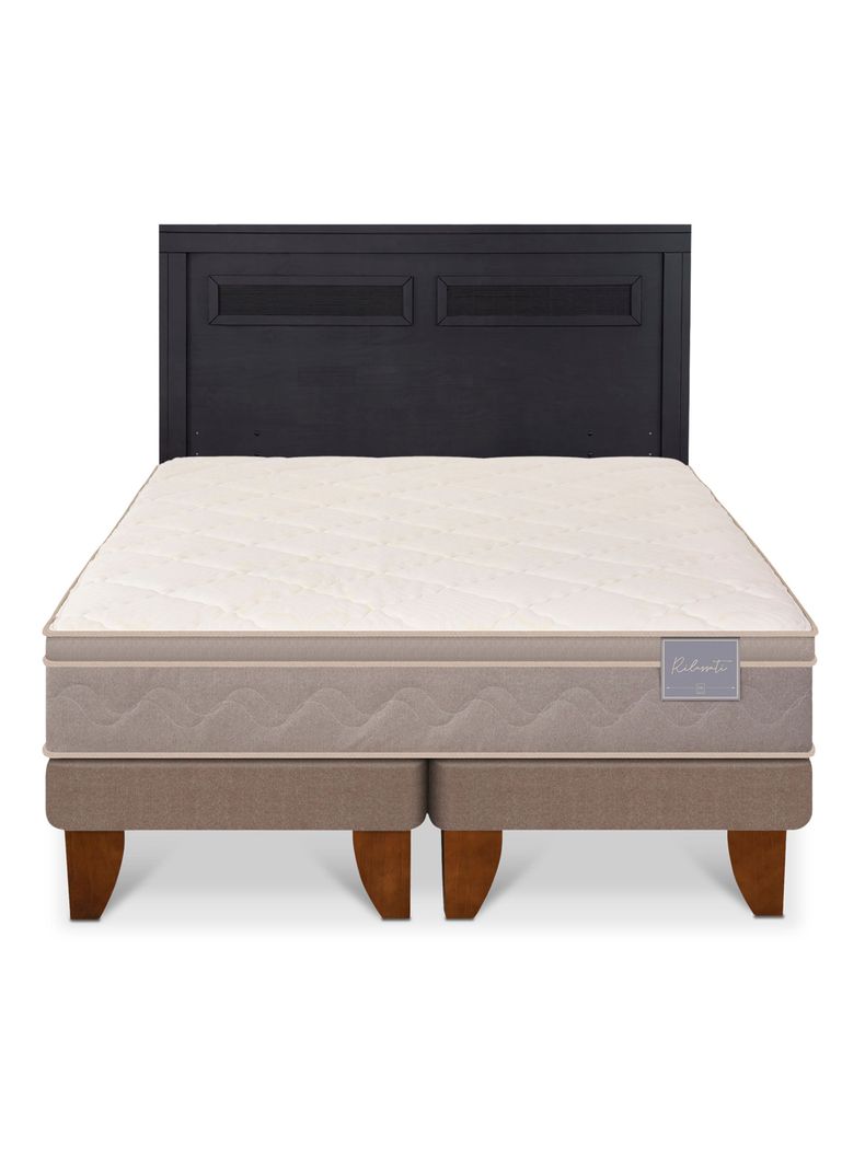 Cama Europea Rilassati 2 Plazas Base Dividida + Respaldo Milán Negro-2