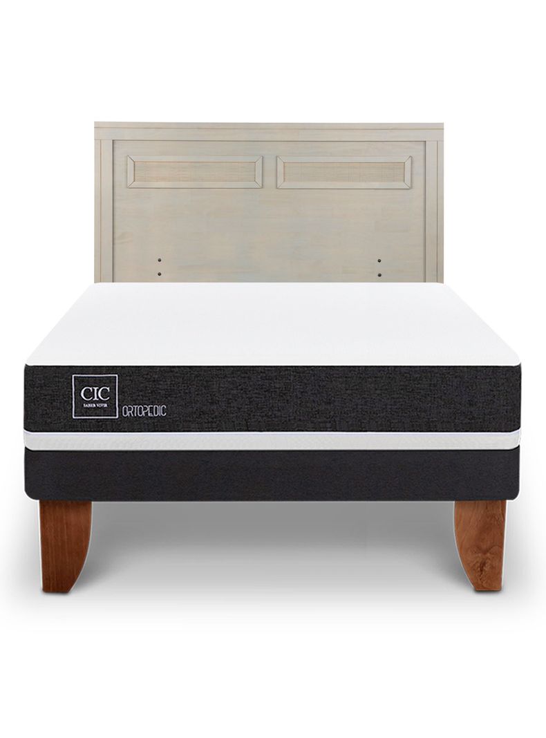 Cama Europea Ortopedic 2 Plazas + Respaldo Milán Alpino-2