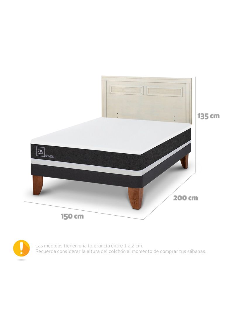 Cama Europea Ortopedic 2 Plazas + Respaldo Milán Alpino-1