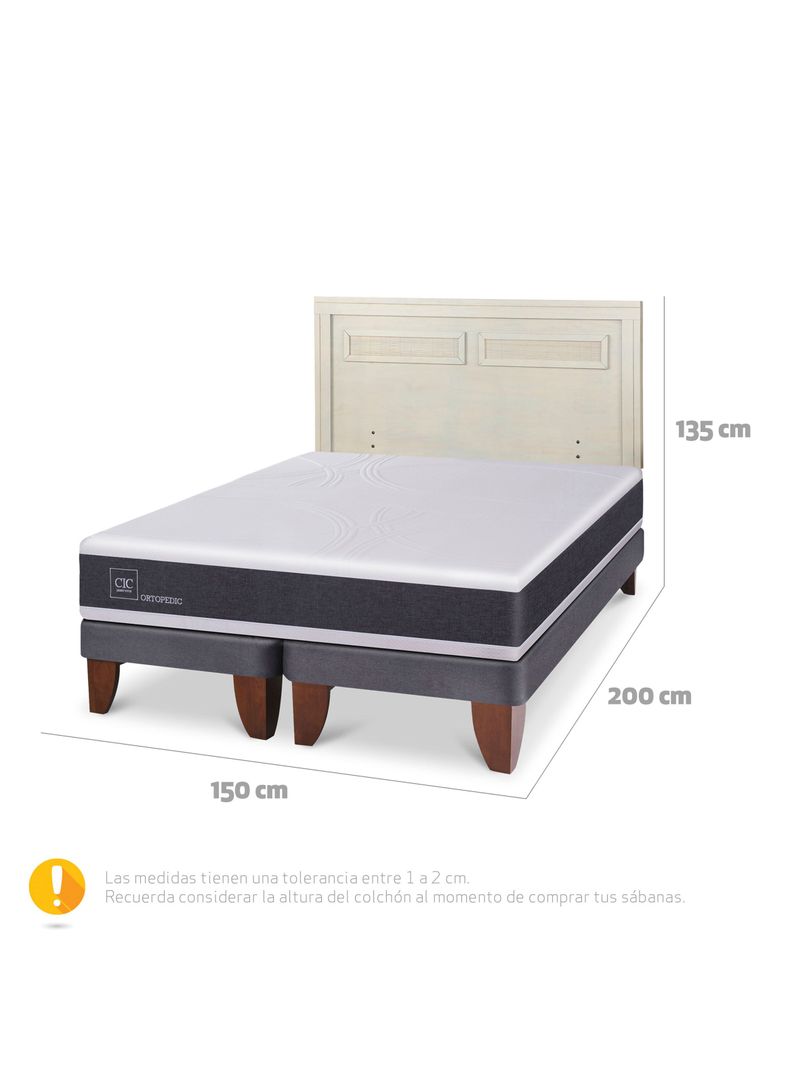 Cama Europea Ortopedic 2 Plazas Base Dividida + Respaldo Milán Alpino-1