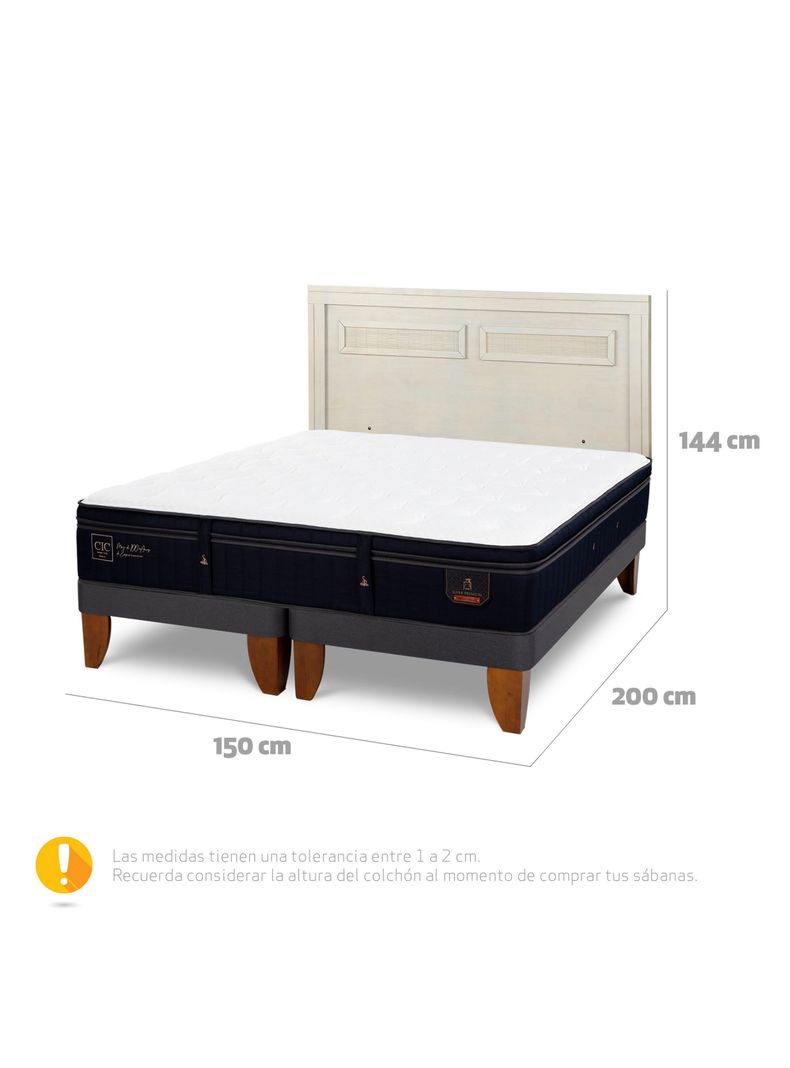 Cama Europea Super Premium 2 Plazas Base Dividida + Respaldo Milán Alpino-1