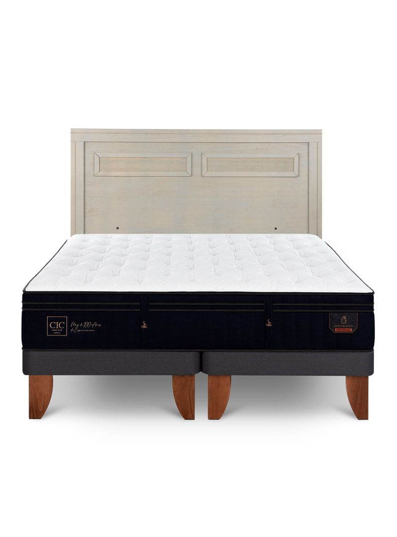 Cama Europea Super Premium 2 Plazas Base Dividida + Respaldo Milán Alpino-2