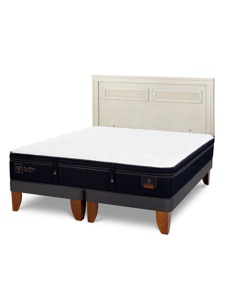 Cama Europea Super Premium 2 Plazas Base Dividida + Respaldo Milán Alpino-0