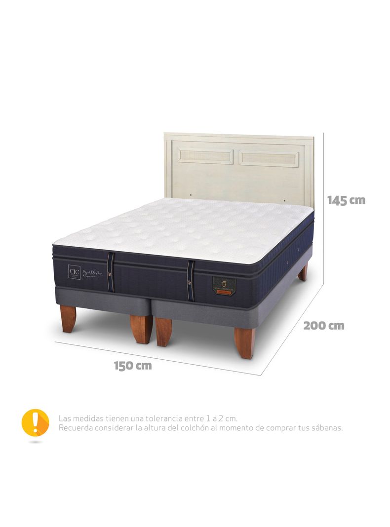 Cama Europea Grand Premium 2 Plazas Base Dividida + Respaldo Milán Alpino-1
