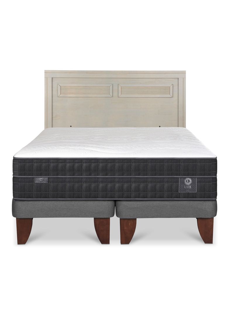 Cama Europea Lux 2 Plazas Base Dividida + Respaldo Milán Alpino-2