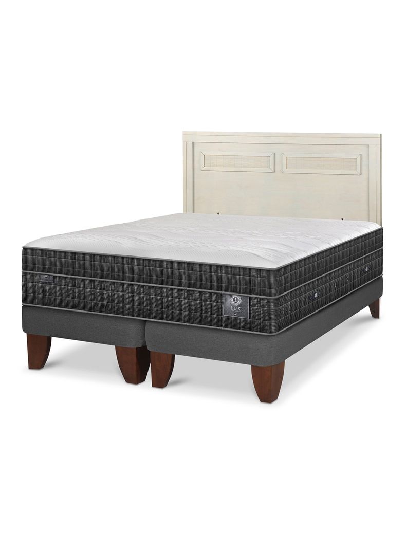 Cama Europea Lux 2 Plazas Base Dividida + Respaldo Milán Alpino-0