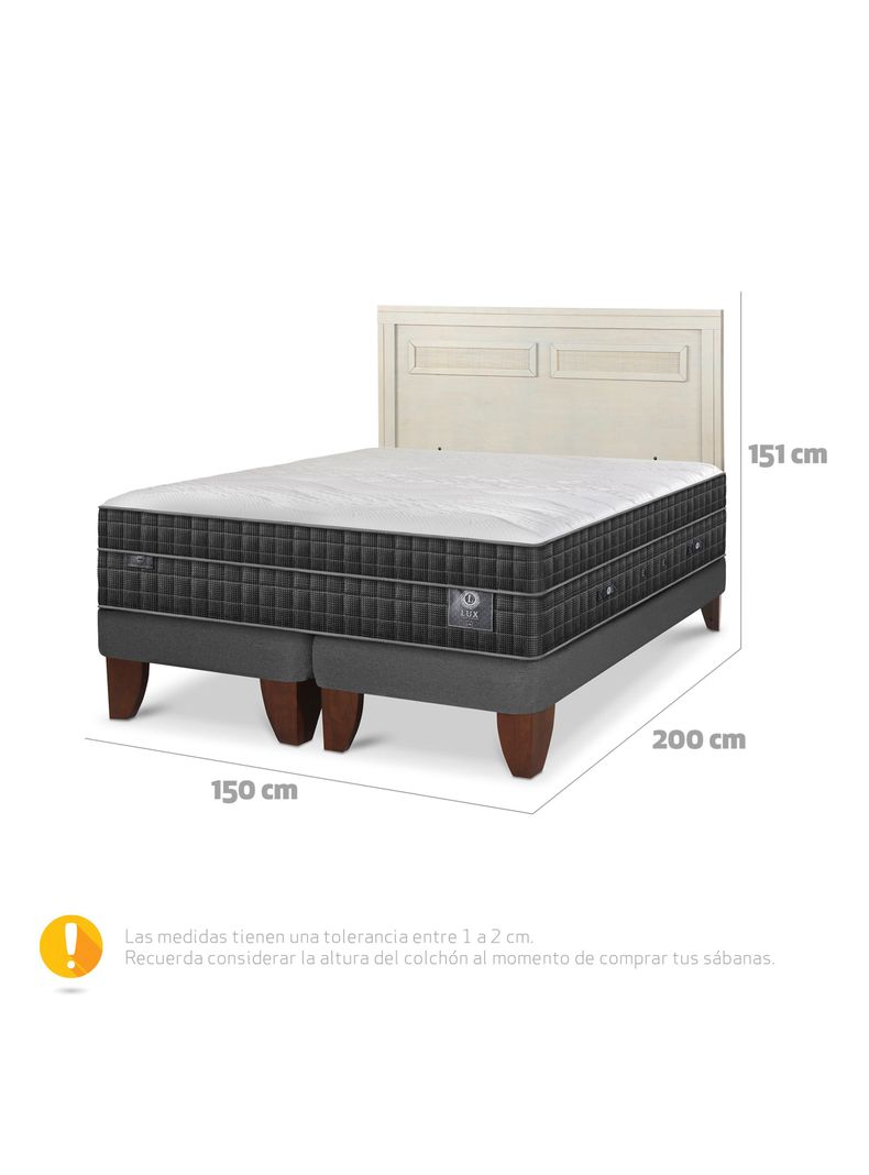 Cama Europea Lux 2 Plazas Base Dividida + Respaldo Milán Alpino-1