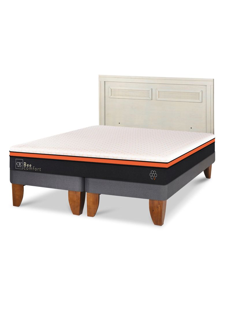 Cama Europea Bee Comfort 2 Plazas Base Dividida + Respaldo Milán Alpino-0