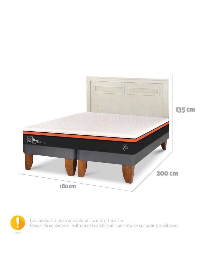 Cama Europea Bee Comfort King + Respaldo Milán Alpino-1