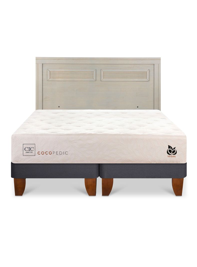 Cama Europea Cocopedic 2 Plazas Base Dividida + Respaldo Milán Alpino-2