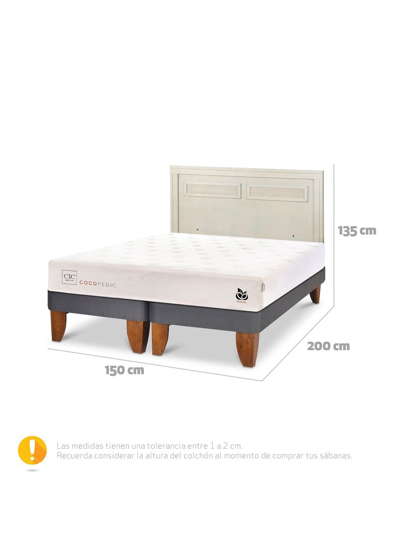 Cama Europea Cocopedic 2 Plazas Base Dividida + Respaldo Milán Alpino-1