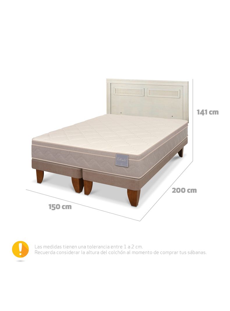 Cama Europea Rilassati 2 Plazas Base Dividida + Respaldo Milán Alpino-1