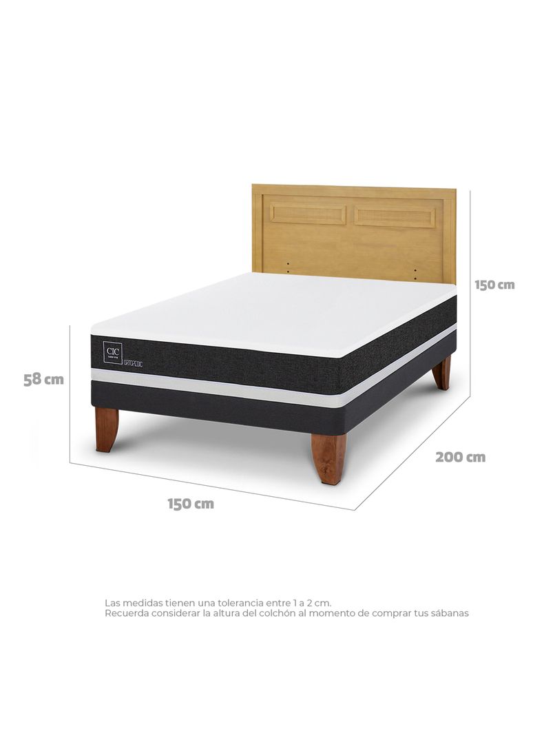 Cama Europea Ortopedic 2 Plazas + Respaldo Milán Mostaza-1