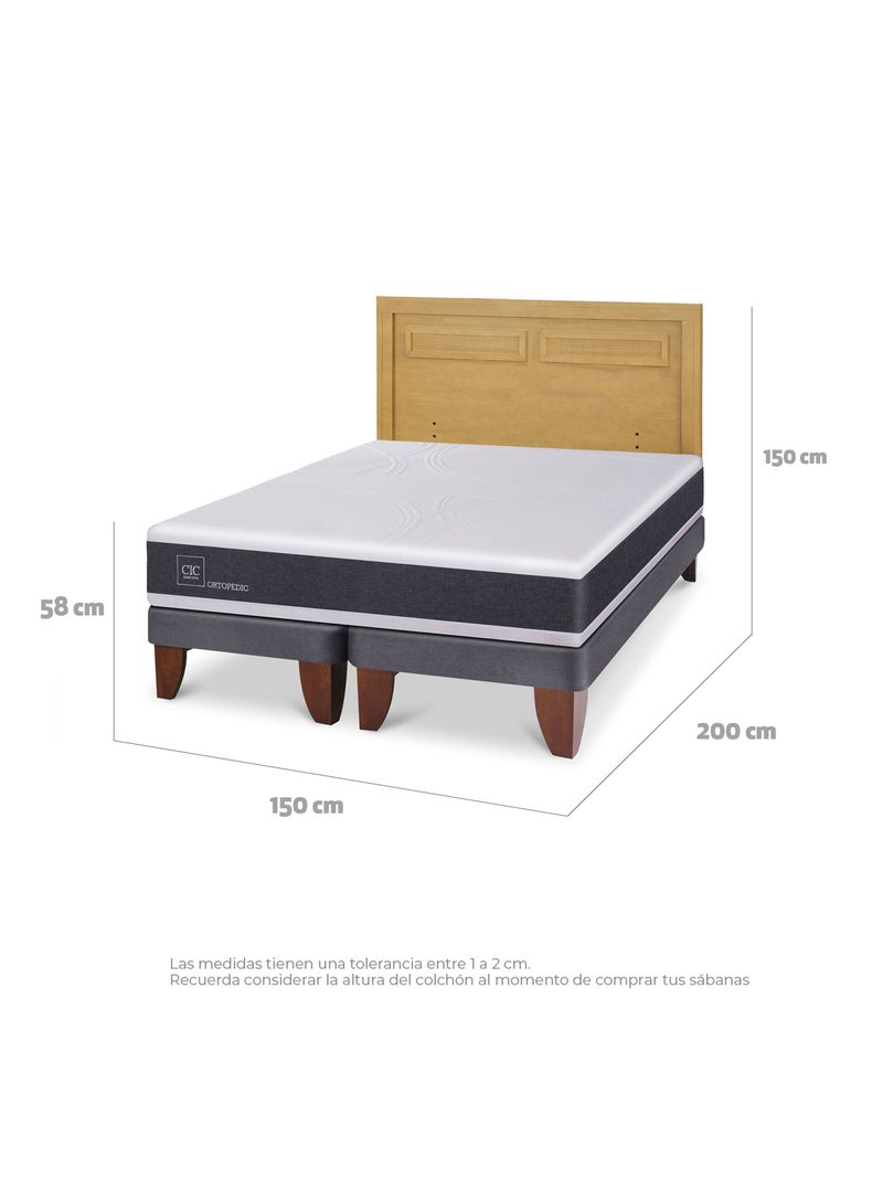 Cama Europea Ortopedic 2 Plazas Base Dividida + Respaldo Milán Mostaza-1