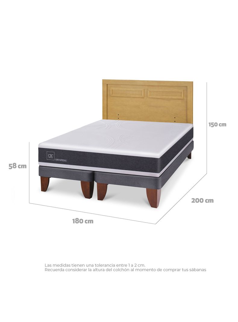 Cama Europea Ortopedic King + Respaldo Milán Mostaza-1