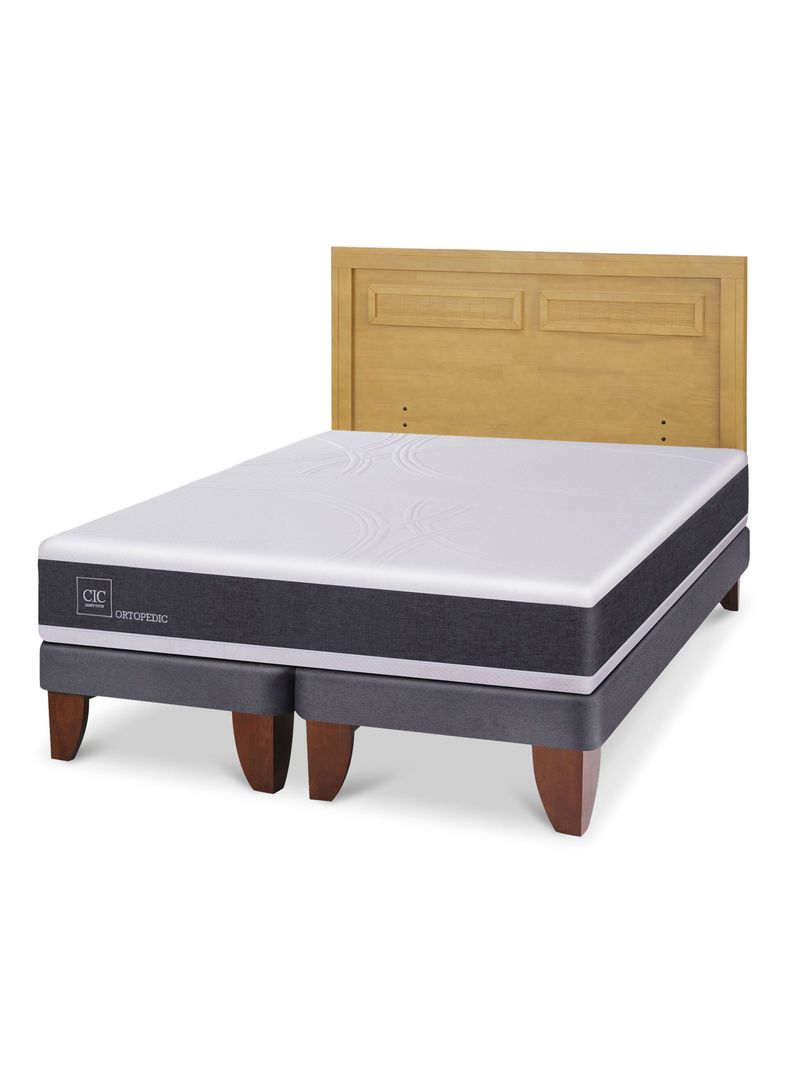 Cama Europea Ortopedic King + Respaldo Milán Mostaza-0