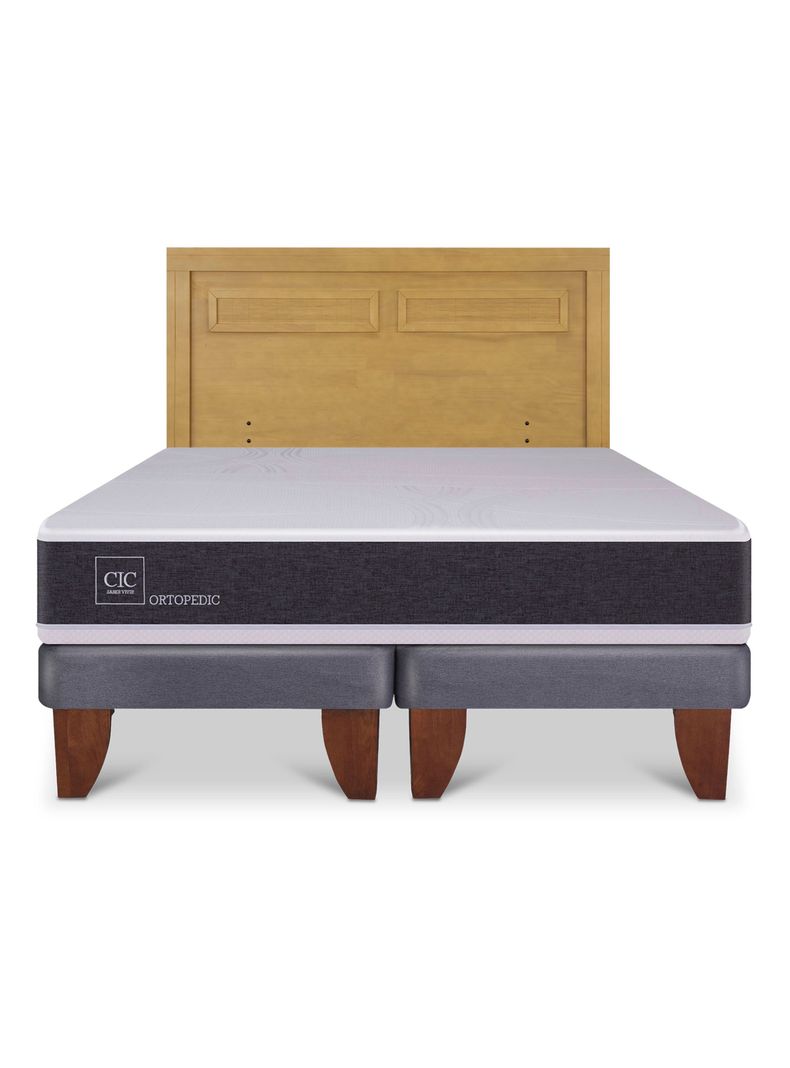 Cama Europea Ortopedic King + Respaldo Milán Mostaza-2