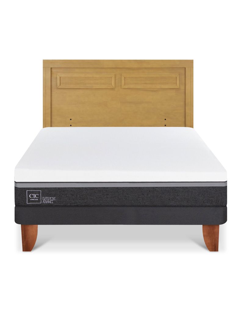 Cama Europea Ortopedic Advance 2 Plazas + Respaldo Milán Mostaza-2