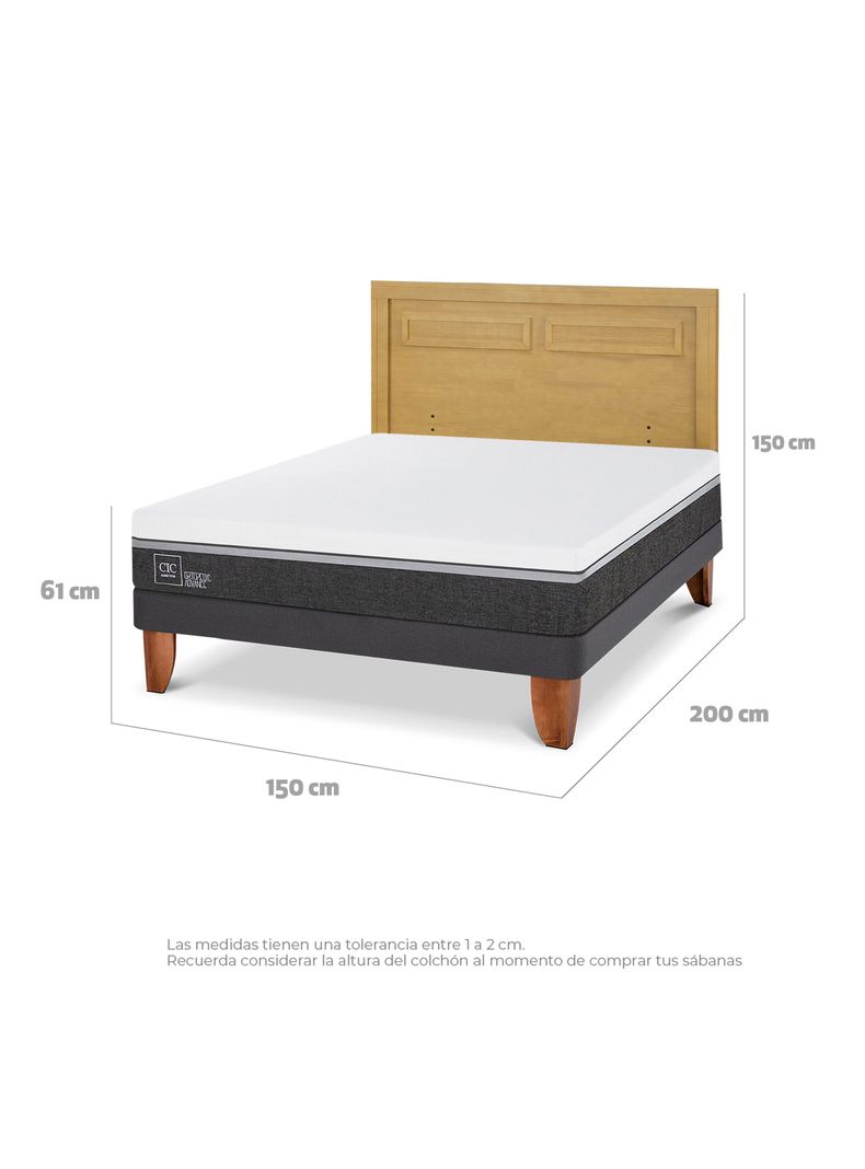 Cama Europea Ortopedic Advance 2 Plazas + Respaldo Milán Mostaza-1