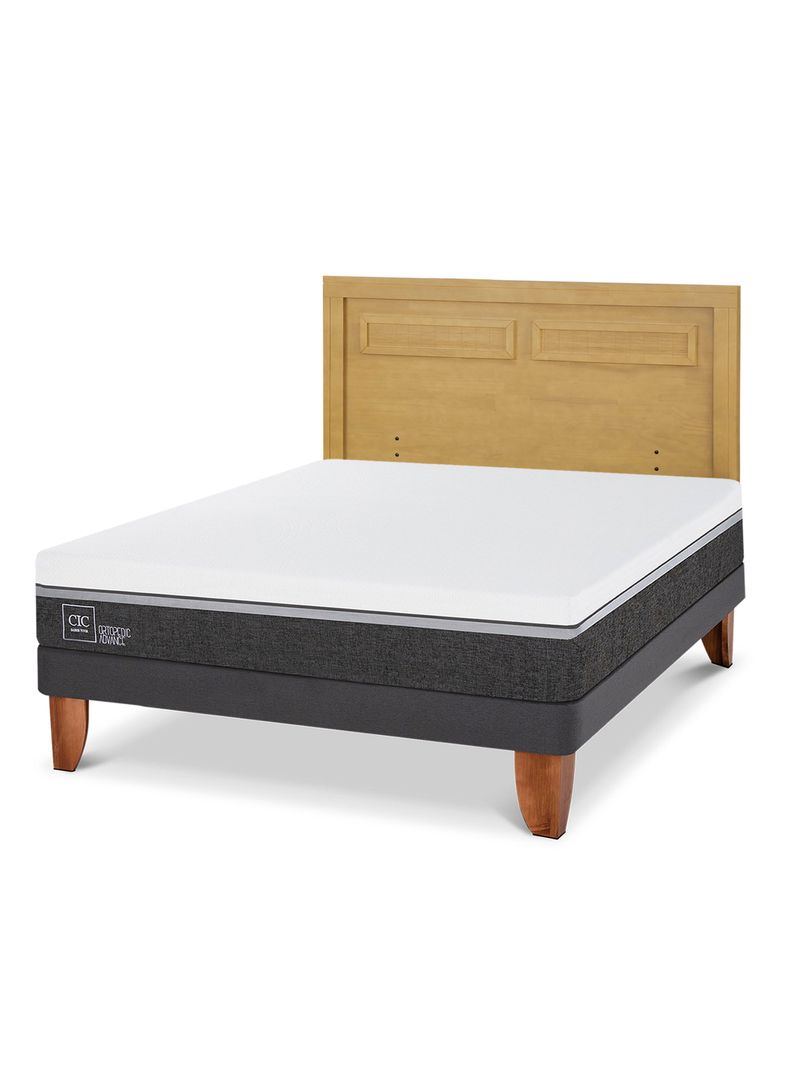 Cama Europea Ortopedic Advance 2 Plazas + Respaldo Milán Mostaza-0