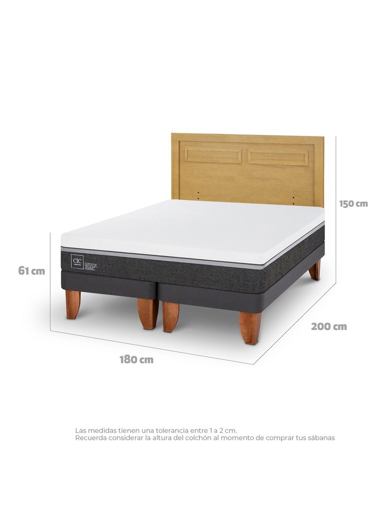 Cama Europea Ortopedic Advance King + Respaldo Milán Mostaza-1