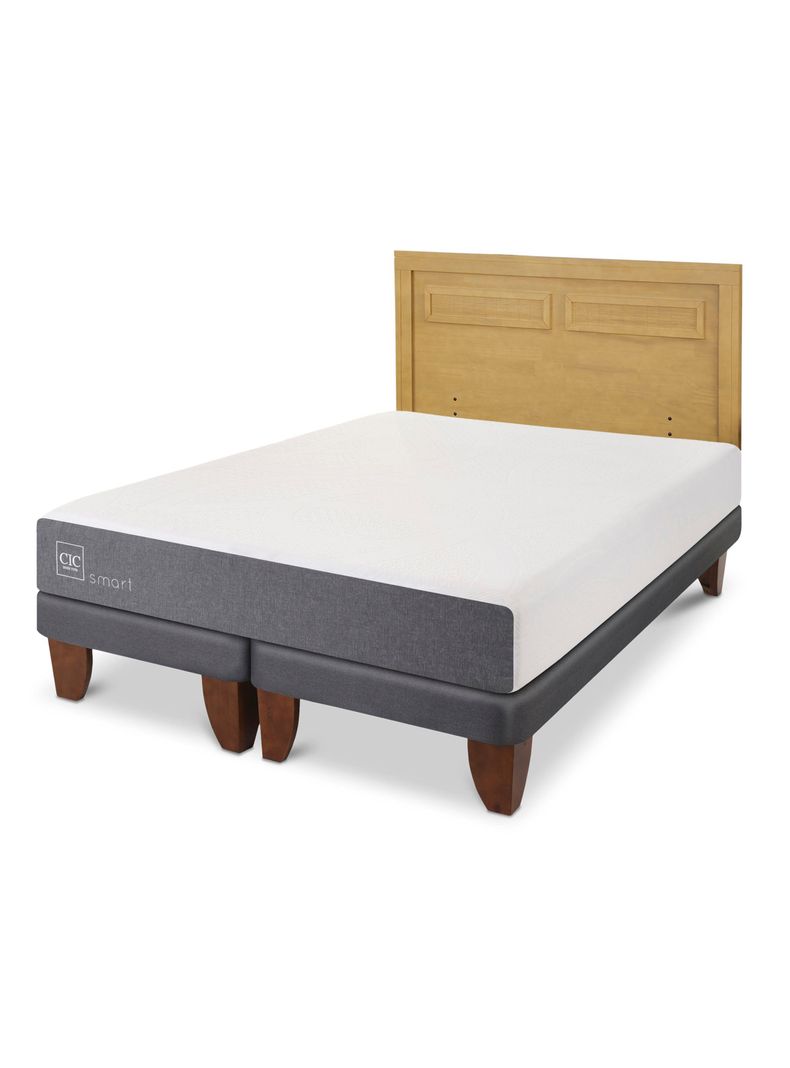 Cama Europea Balance 2 Plazas Base Dividida + Respaldo Milán Mostaza-0
