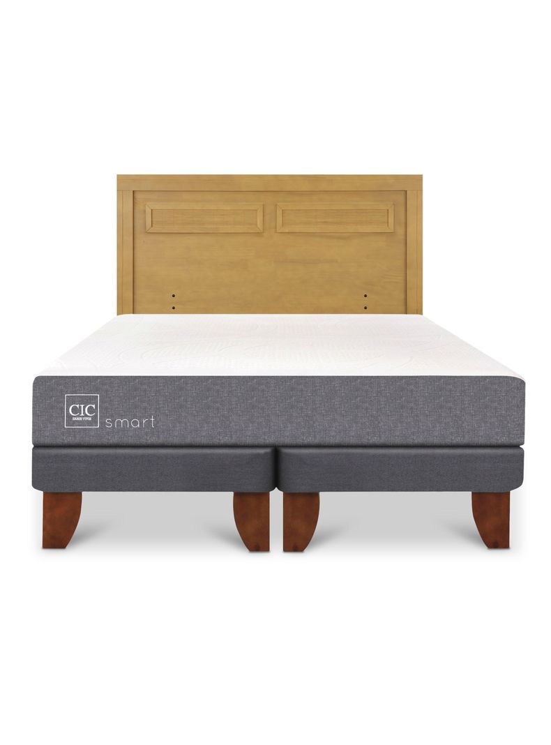 Cama Europea Balance 2 Plazas Base Dividida + Respaldo Milán Mostaza-2