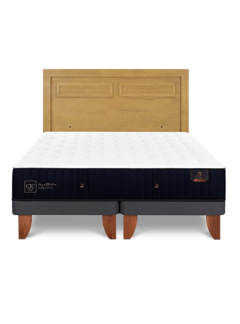 Cama Europea Premium King + Respaldo Milán Mostaza-2